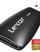 Speicherkartenleser, USB 3.1 Typ A, Lexar Dual, SD & MicroSD Laufwerke, SanDisk Extreme MicroSDXC 256GB mit einer Datenübertragung von bis zu 200MB/s, inklusive SD-Adapter in 90763