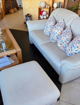 Echtleder Couch Sofa Hocker Sitz Garnitur gebraucht Polstermöbel Ledercouch - Langenwetzendorf