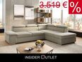 Ecksofa 272x226cm Beige Schlaffunktion Microfaser Valentine Bettf in 50827