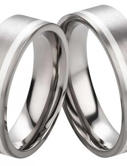 Schlichte Titanringe mit Silber T014 mit gratis Gravur - Aholming