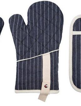 stuco Topfhandschuhe gestreift, (Set, 3-tlg., bestehend aus 2x Ofenhandschuh, 1x Küchengreifhilfe)
