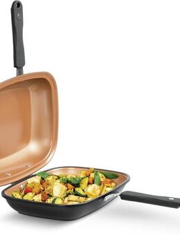 LIVINGTON Bratpfanne Black Doubletta Basic Set, Aluminium (1-tlg), 2-in1 Wendepfanne, Induktion