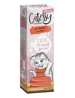 Sparpaket Catessy Mousse Schälchen 28 x 90 g - mit Kalb