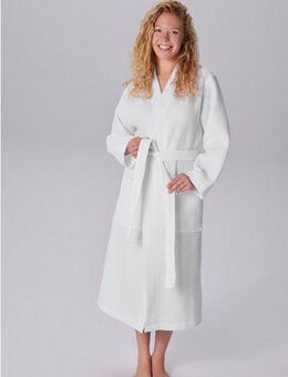 my home Unisex-Bademantel Inga, ideal für Sauna & Spa, Hotelbademantel, Morgenmantel, Midilänge, Baumwolle, Kimono-Kragen, Gürtel, Waffelpiqué, kleines Packmaß, Taschen, Damen & Herren, S-3XL