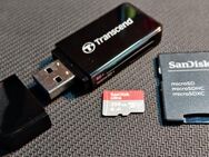 Speicherkarte SanDisk Ultra MicroSDXC 256GB, mit einer Datenübertragung von bis zu 120MB/s, Speicherkartenleser Transcend Dual, MicroSD & SD Laufwerke, USB 3.0 Typ A, schwarz, inklusive SD-Adapter - Fürth