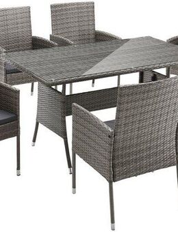 MERXX Garten-Essgruppe Costa Rica, TOPSELLER!, (13-tlg., 6x Sessel, 1x Tisch 140x80 cm, inkl. Sitzkissen, OTTOs Choice), Polyrattan, Tischplatte aus Sicherheitsglas, Unser Dauertiefpreis