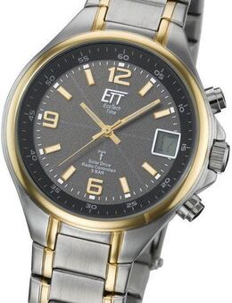 ETT Funkuhr Basic EGS-11036-51M, Armbanduhr, Herrenuhr, Datum, Solar, Edelstahlarmband