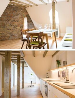 Traumhafte 3-Zimmer-Dachgeschosswohnung in historischer Burg Bachem mit Designermöbeln - Frechen