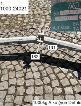 Alko Delta Wohnwagenachse Delta-SI-N10, A 3091, 1000kg (zB Dethleffs RD3 BJ 96) gebraucht, ca 182cm (grünes rechteckiges Typen-Schild) - Schotten Zentrum