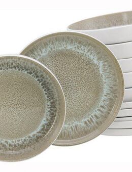 my home Tafelservice modernes Geschirr-Set, Service Nydala (12-tlg), 6 Personen, Steinzeug, hohe Haltbarkeit, spülmaschinen- & mikrowellengeeignet, Reaktivglasur