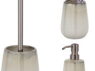 SCHÖNER WOHNEN-Kollektion Badaccessoire-Set »Marano«, Set, 3 tlg., Zahnputzbecher, Seifenspender & WC-Garnitur, Keramik mit Effektglasur