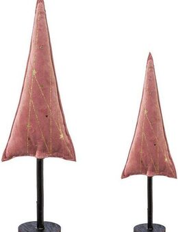 Creativ deco Dekobaum Weihnachtsdeko (Set, 2 St), aus Samtstoff mit Applikationen in 2 Größen: 30x9 cm, 40x13 cm