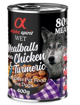 alpha spirit Dog Meatballs 6 x 400 g - Huhn & Kurkuma