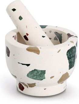 Zeller Present Mörser & Stößel-Set, "Terrazzo", Natur-Granit, 1,7 kg, 240 ml