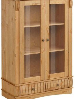 Home affaire Vitrine Teresa Highboard mit Glastüren (Maße (B/T/H): ca. 84/40/120 cm) mit 2 Glastüren und 2 Schubladen, Höhe 120 cm, aus Massivholz
