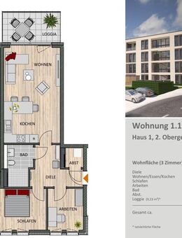Modern wohnen am ISOTEC-Campus - 3-Zimmer Wohnung im 2.Obergeschoss mit Loggia - Bergisch Gladbach