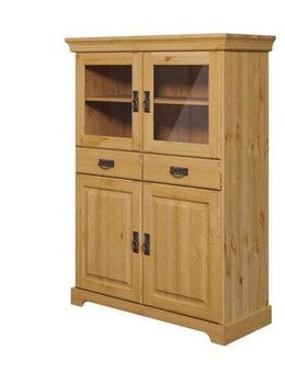 Home affaire Highboard Rügen, Vitrine im Landhausstil, zertifiziertes Massivholz, Höhe 131 cm