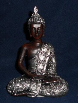 Buddha sitzend silber dunkelbraun Polyresin ca. 15 x 11 x 7 cm - Köln