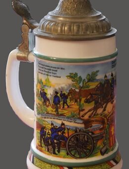 Bierkrug mit Zinndeckel von BMF , Opalglas , Erinnerung an meine Dienstzeit , Reservistenkrug , Höhe 20cm , K5 - Görlitz