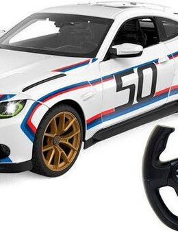 Jamara RC-Auto BMW 3.0 CSL 1:14 weiß 2,4GHz Tür manuell, im Maßstab 1:14, mit LED Beleuchtung