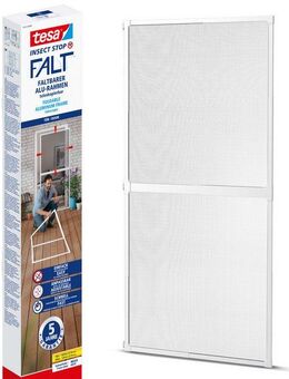 tesa Insektenschutz-Tür Insect Stop Falt Fliegengitter für Türen - max. 1 m : 2,20 m, (Packung, 1-St., Teleskop Alu Rahmen), mit verstellbarem Rahmen aus Aluminium - ohne Bohren