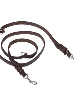 Heim Doppelleine aus Leder mit eingeflochtenem Karabiner - 220 cm lang, 18 mm breit