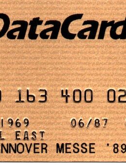 DataCard von Hannover Messe 1989 Scheckkarte Muster Prägekarte - Sarstedt Zentrum