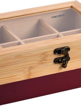 KESPER® Teebox Aufbewahrungsbox mit 6 Fächern, aus Bambus, FSC, Bambus, (1-tlg), mit Kunststoff-Sichtfenster und Metallverschluss