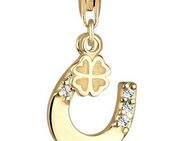 Nenalina Charm-Einhänger Hufeisen Kleeblatt Kristalle 925 Silber