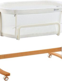 BabyGo Beistellbett Amila, beige white, mit Schaukelfunktion