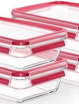 Emsa Frischhaltedose Clip & Close Glas Set, rechteckig, 100 % dichte Aufbewahrungsboxen, Glas, (Set, 4-tlg., 4 Dosen mit Deckel), spülmaschinen-, gefrier-, backofen-, mikrowellenfest