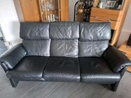 Musterring Ledercouch 3 Sitzer plus verstellbarer Sessel schwarz hochwertiges Longlive Leder - Viersen