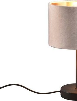 my home Schreibtischlampe JOSIE, Tischlampe mit Samtschirm beige / innen gold Höhe 33 cm Ø 20cm, Ein-/Ausschalter, Leuchtmittel wechselbar, warmweiß - kaltweiß, Tischleuchte mit Schnurschalter 150cm Kabel, exkl 1x E27 Leuchtmittel