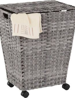 locker Wäschekorb, Polyrattan, mit Rollen