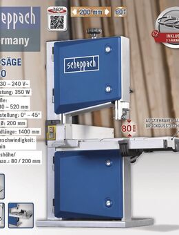 Bandsäge HBS30 scheppach - 230-240V 50Hz 350W - 80mm Set 34251 - Wuppertal
