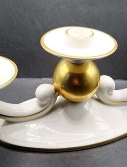 Kerzenständer Alka Alboth Kaiser Porzellan Kerzenhalter weiß Goldrand 27cm breit - Essen