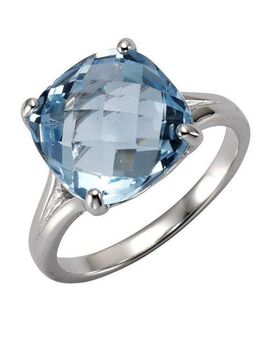 Zeeme Fingerring Silber 925 rhodiniert mit Blautopas (beh) 12mm