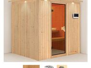 Karibu Sauna Dima, BxTxH: 210 x 184 x 202 cm, 68 mm, (Set) 3,6-kW-Bio-Plug & Play Ofen mit externer Steuerung