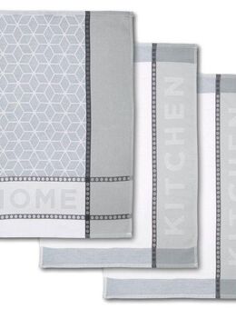 Dyckhoff Geschirrtuch HOME & KITCHEN, Maße je Tuch ca. 50x70 cm, aus 100% Baumwolle, (Set, 3-tlg), mit zwei verschiedenen Motiven