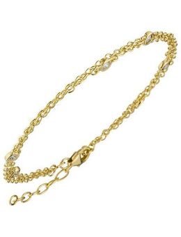 JOBO Armband, 2-reihig 925 Silber vergoldet mit Zirkonia 21 cm