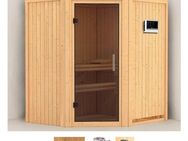 Karibu Sauna Tomke, BxTxH: 170 x 151 x 198 cm, 68 mm, (Set) 3,6-kW-Plug & Play Ofen mit externer Steuerung