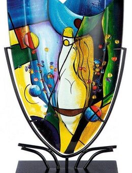 Casablanca by Gilde Tischvase Magic, Dekovase (1 St), Vase aus Glas, mit schwarzem Metallfuß