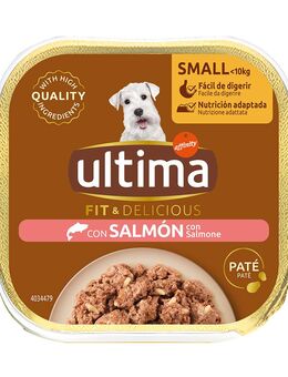 16 + 6 gratis! 22 x 150 g Ultima Fit & Delicious Paté Mini Hund - Lachs