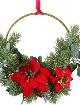 Kunstkranz Weihnachtsstern-Kranz, Creativ green, mit Metallring