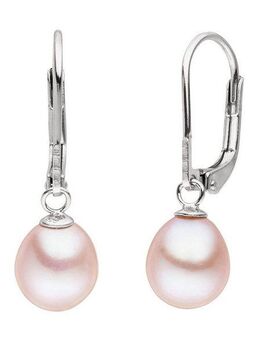 Firetti Paar Ohrhänger Schmuck Geschenk Ohrschmuck Patentbrisur Perle, Made in Germany - mit Süßwasserzuchtperle