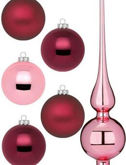 MAGIC by Inge Weihnachtsbaumkugel Berry Kiss, Weihnachtsdeko, Christbaumschmuck (46 St), Christbaumkugeln aus Glas, 45 Kugeln Ø ca. 4-6 cm, inkl. Spitze 28 cm