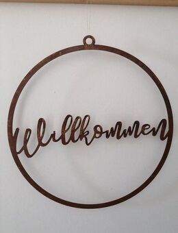 Willkommensschild Ring Türdeko Durchmesser 35 cm - Kraftisried