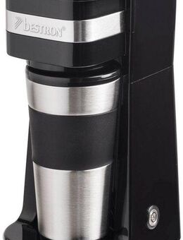 bestron Filterkaffeemaschine ACM112Z, mit Isolierbecher, Permanentfilter, Camping Kaffeemaschine, Permanentfilter, für 2 Große Tassen, Schwarz