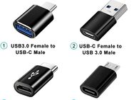 OTG Adapter USB 3.0 Typ A & C, USB 2.0 MicroUSB Typ B, 4er Set, vier Anschlusskombinationen, Netzteilladung, Datenübertragung, Speicherkartenleser, Kamera, Mobiltelefon, Tablet, Notebook, PC - Fürth