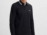 BOSS GREEN Langarm-Poloshirt Plisy mit Streifen am Kragen